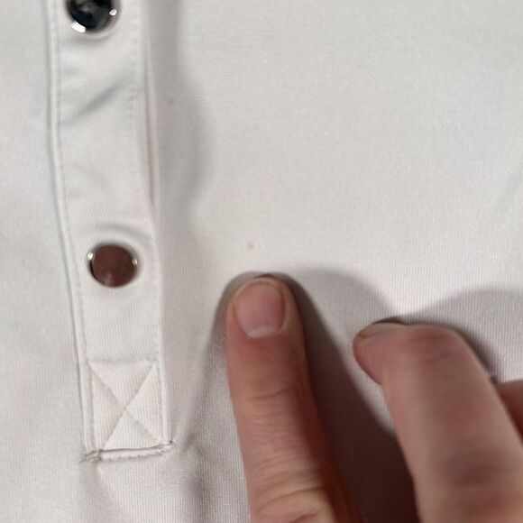 Chico's Tank Top Womens 3 XL White Collared Zenergy 1/4 Button Sleeveless - Picture 6 of 9